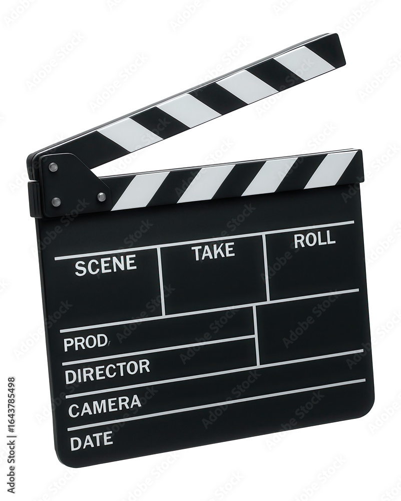 Fototapeta premium Professional film clapperboard with a black and white design.