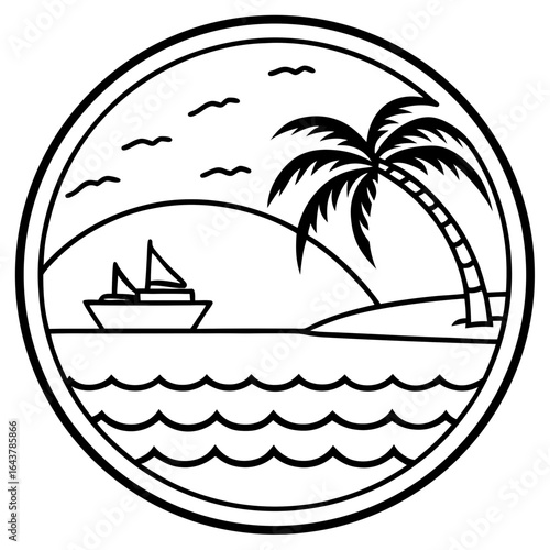 Indian Ocean line art vector