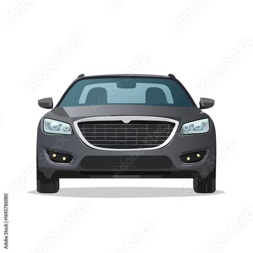 Dark gray crossover SUV front view, generic vehicle for family or adventure, vector illustration, automotive design.