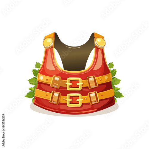 Cartoon Red Vest with Gold Buckles for Costume Design or Fantasy Illustration