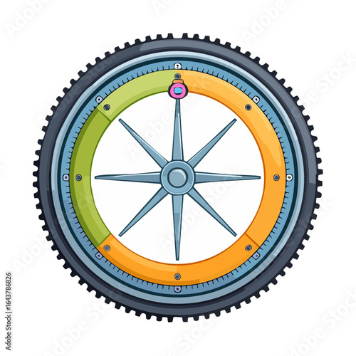 Cartoon compass illustration nautical symbol gear border navigation icon