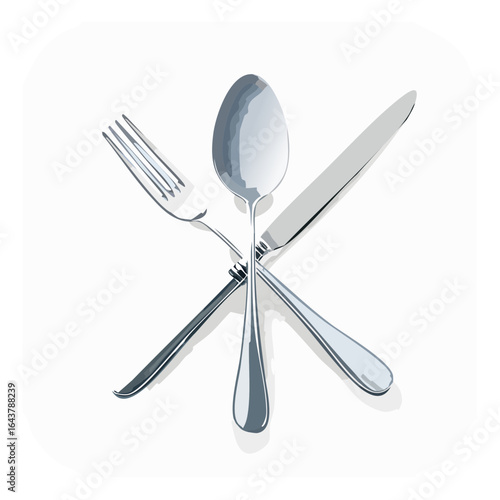 Silverware vector illustration on white background Dining flatware utensils isolated