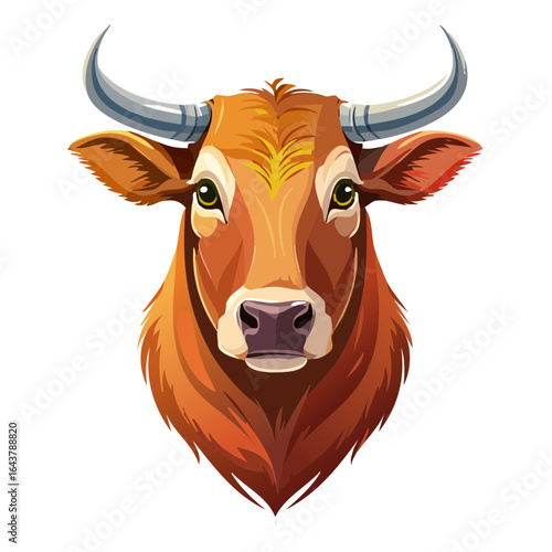 Illustration of Ox head on black background Strong Ox with big horn Art style Vector design Symbol for year of the Ox Animal vector