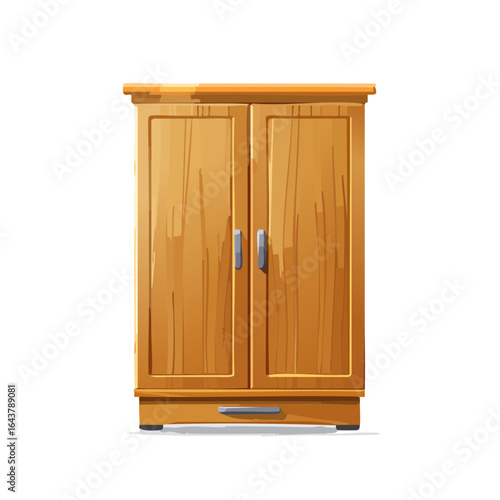 Wooden wardrobe illustration with two doors and a drawer home furniture storage