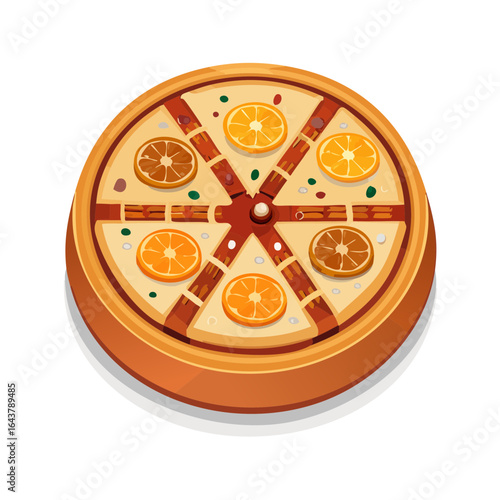 Citrus Pizza Slice Pie - Orange, Cinnamon, Fruit Dessert Composition Food