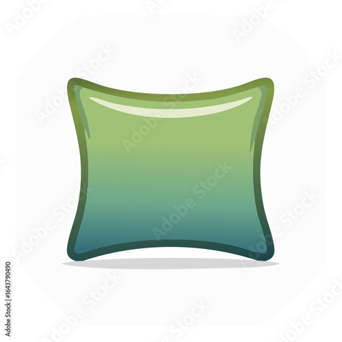 Illustration of a simple soft pillow with green and blue gradient on a white background.