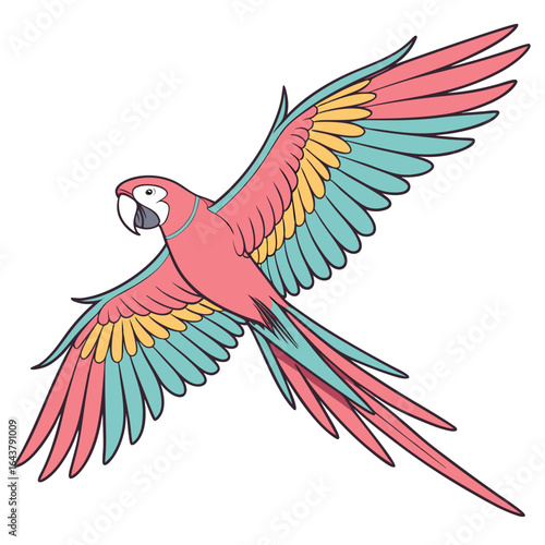 a colorful parrot flying in the sky
