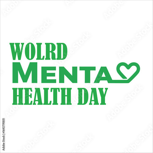 World Mental Health Day concept illustrate with the green ribbon that is the international symbol to become mental health awareness