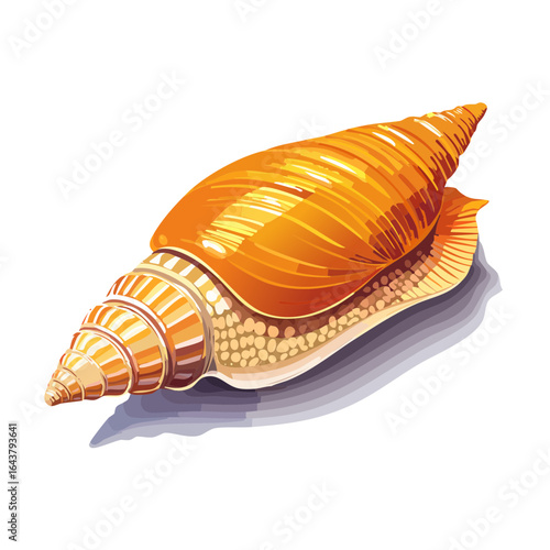 Bright orange conch shell illustration against a black background beautiful sea life graphic design element