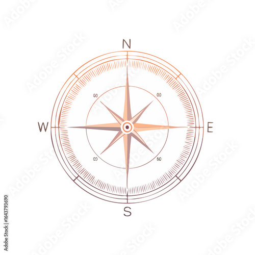 Vintage Compass Rose Illustration Nautical Navigation Rose Gold Color Scheme