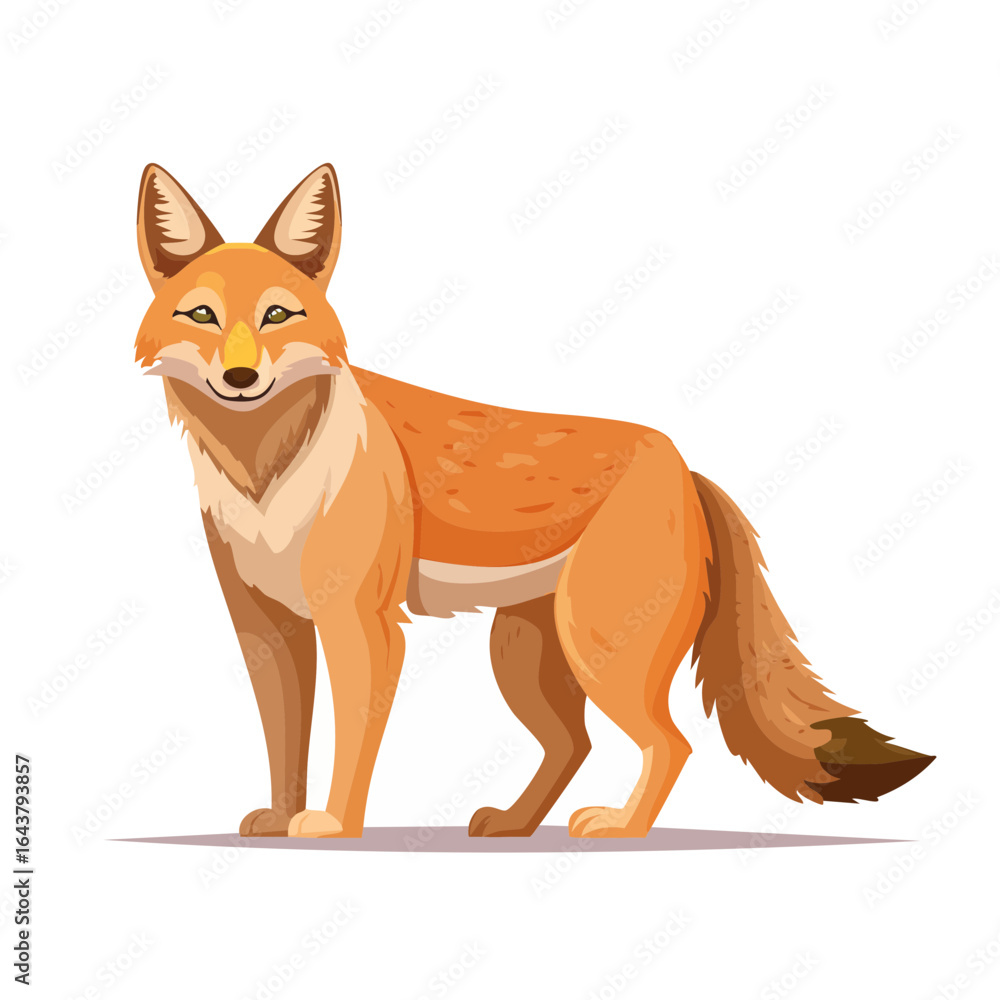 Obraz premium Cartoon Coyote Illustration Woodland Wildlife Wild Animal Portrait Vector Art