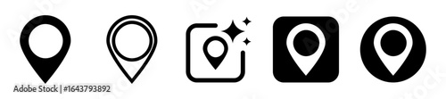 Location pin icon set. Buttons for generate map marker with artificial intelligence. Icons for app, website and user interface. transparent PNG and vector illustration