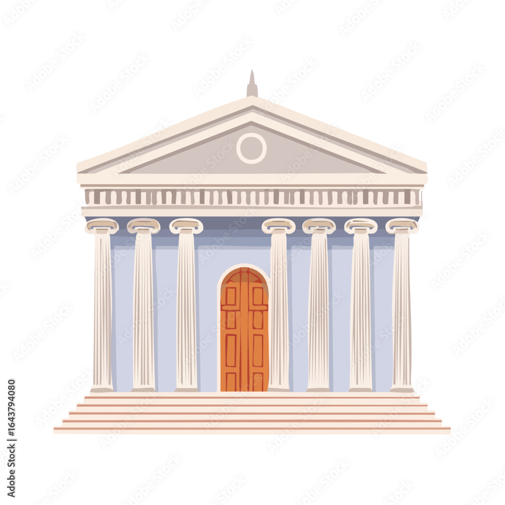 Fototapeta premium Iconic architectural facade with majestic columns and triangular pediment in classic design