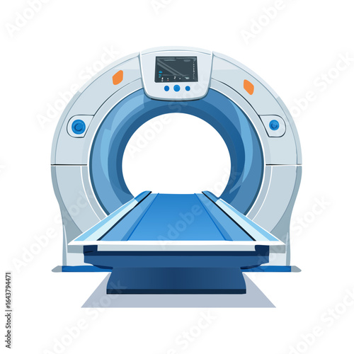 Illustration of a CT scanner machine used in medicine for diagnosis and treatment.