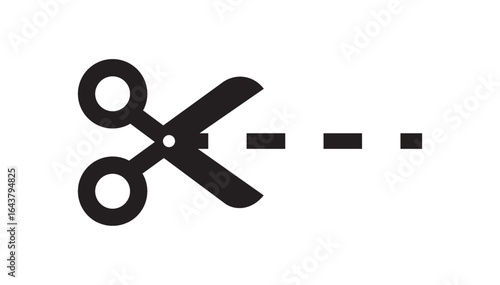 Scissors icon with cut here dotted line. Vector symbol for coupon or discount trim. PNG