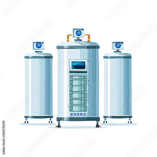 Futuristic cryo tanks, cryogenic storage system, sci-fi, research facility