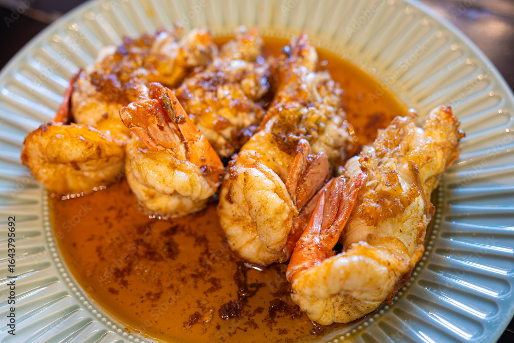 Thai food:Shrimp stir-fried with salt Thai food:Shrimp stir-fried with salt
