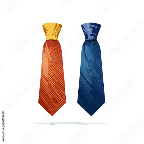 Stylized neckties in vibrant colors two ties illustration apparel fashion neckwear clothing menswear elegance formal