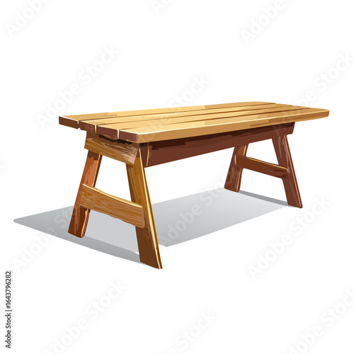 Wooden picnic table illustration for outdoor dining and family gatherings Cartoon picnic table for parks and camping grounds