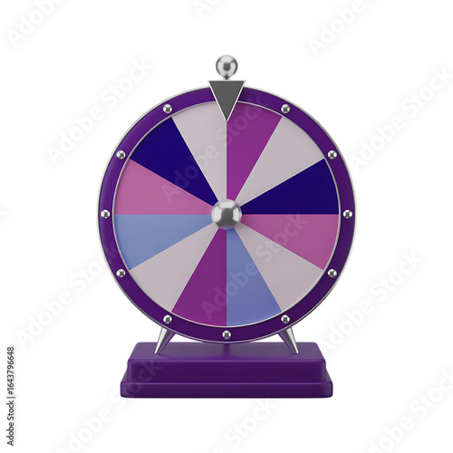 3D render of a purple wheel of fortune.  Perfect for game, luck, chance concepts.
