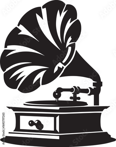vintage gramophone silhouette icon simple vector design