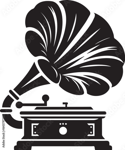 vintage gramophone silhouette icon simple vector design