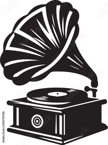 vintage gramophone silhouette icon simple vector design