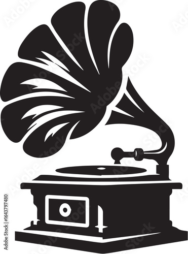 vintage gramophone silhouette icon simple vector design