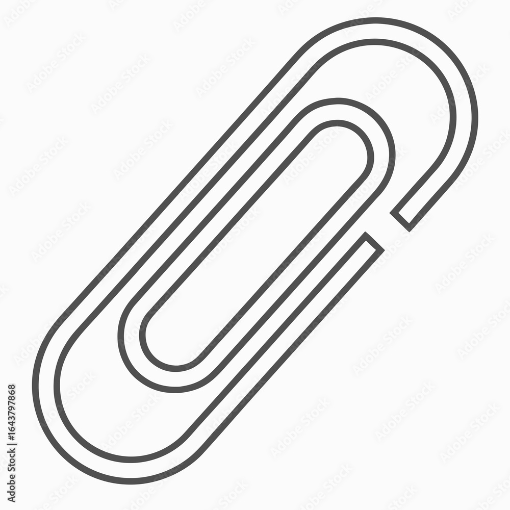 Minimalist paperclip line drawing on a plain background, office supply Minimalist paperclip line drawing on a plain background, office supply