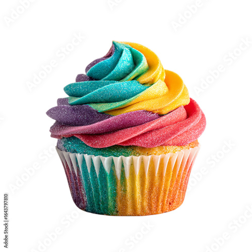Delightful rainbow cupcake creation bakery colorful on transparent background