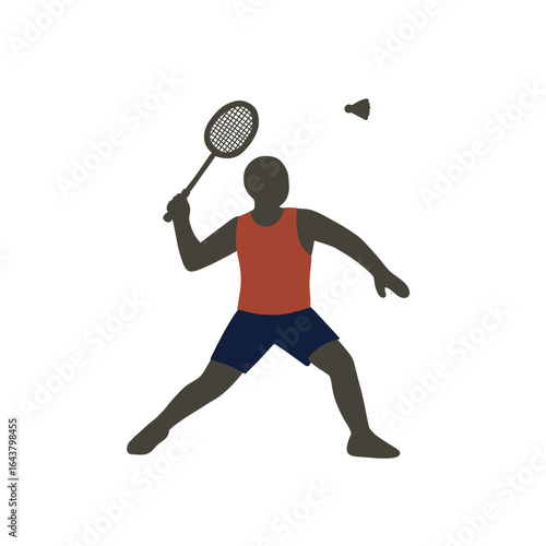 A minimalist silhouette of a man playing badminton sport