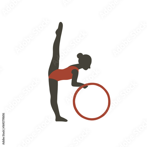 A silhouette of a woman doing gymnastics.