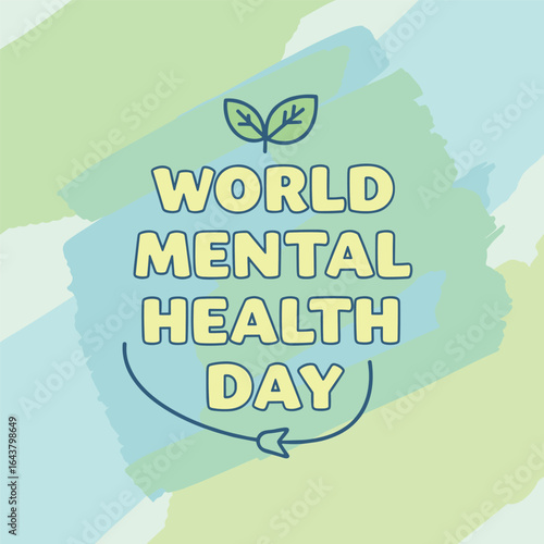 World Mental Health Day concept illustrate with the green ribbon that is the international symbol to become mental health awareness