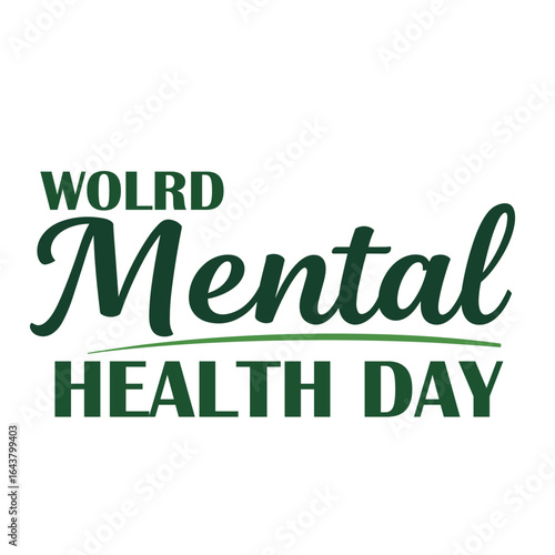 World Mental Health Day concept illustrate with the green ribbon that is the international symbol to become mental health awareness