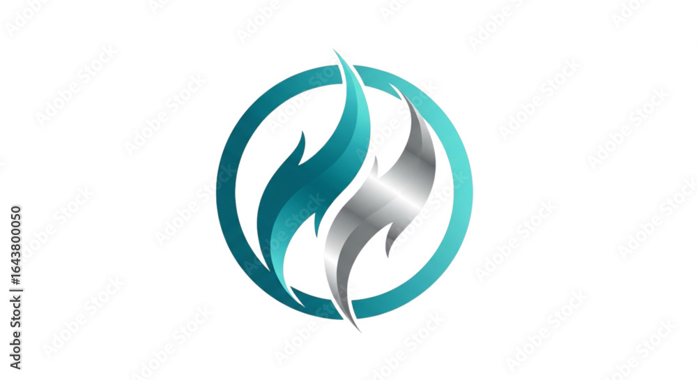 Modern Teal and Silver Lightning Bolt Logo in a Circle Abstract Symbol for Energy Technology and Innovation Modern Teal and Silver Lightning Bolt Logo in a Circle Abstract Symbol for Energy Technology and Innovation