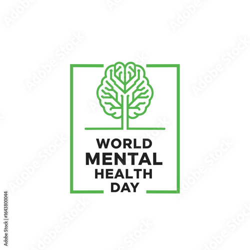 World Mental Health Day concept illustrate with the green ribbon that is the international symbol to become mental health awareness