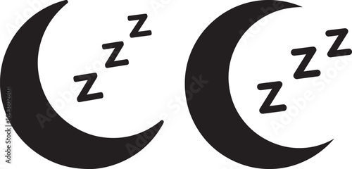 Two crescent moon silhouettes with zzz symbols