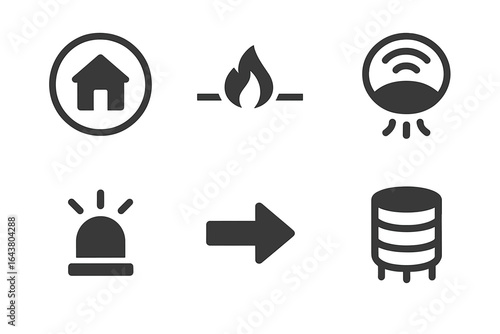 Symbols representing safety, connection, and direction for emergency situations in urban settings