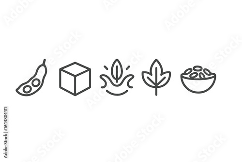 Icons representing plant-based food ingredients prepared for a healthy dish in a modern kitchen setting