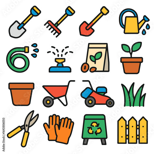 Colorful tools showcase gardening activities outdoor