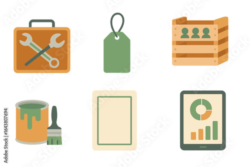 Tools and materials for home improvement projects displayed in a creative layout