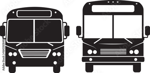 Two front views of bus silhouettes