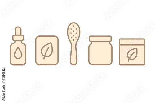 Collection of natural skincare products lined up on a neutral background showcasing eco-friendly beauty options