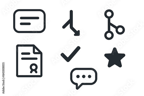 Icons representing various elements of paperwork, communication, and organization in a minimalistic style