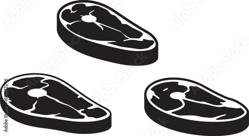 Three raw steak silhouettes with bone detail