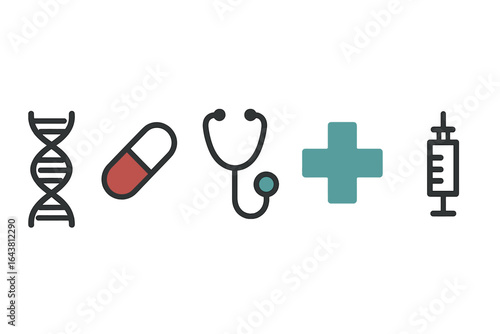 Health and medical icons representing various aspects of healthcare and wellness, suitable for educational purposes