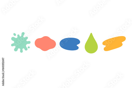 Colorful abstract shapes arranged in a creative pattern on a white background for artistic inspiration