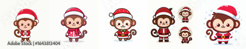 cute monkey vector in Christmas costume