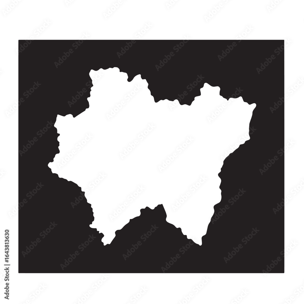 Obraz premium Simple white outline of a regional area shape with a black square background design.