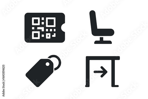 Boarding pass and seat symbol with ticket and exit sign illustrating travel preparations at an airport